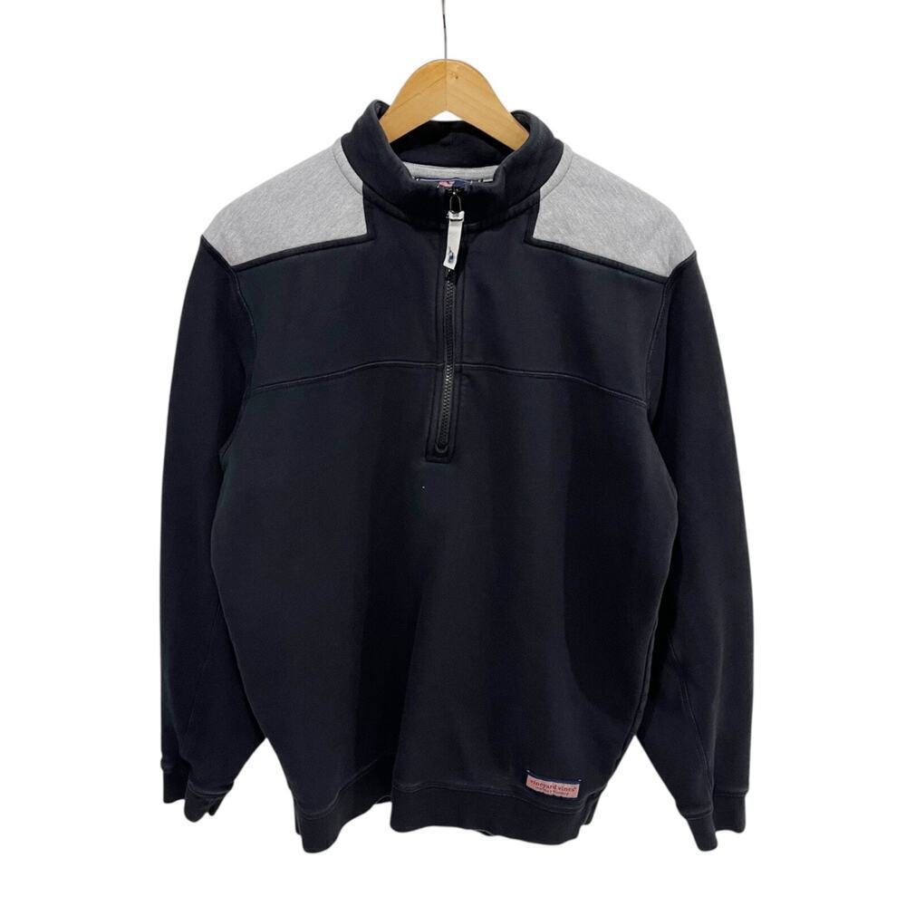 Vineyard Vines Classic Shep Shirt Pullover Sweatshirt Medium Black Quarter Zip